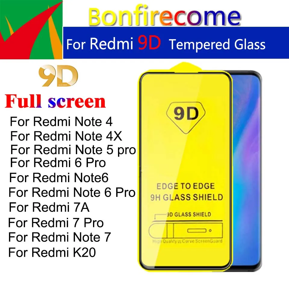 50 шт. 9D полное покрытие закаленное стекло для Redmi Note 7 5 K20 Pro 7A Защита экрана Xiaomi 6 4X