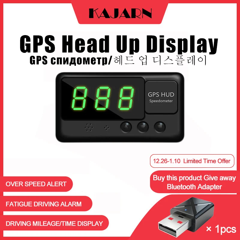 

KAJARN HUD Car Accessory Projector C60 LCD Digital GPS Speedometer MPH KM/H OverSpeed Alarm Universal Vehicle Headup Display