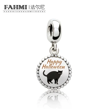 

FAHMI 100% 925 Sterling Silver New ENG791169 Happy Halloween Dangle Charm, Mixed Enamel Women's Pendant Original Jewelry