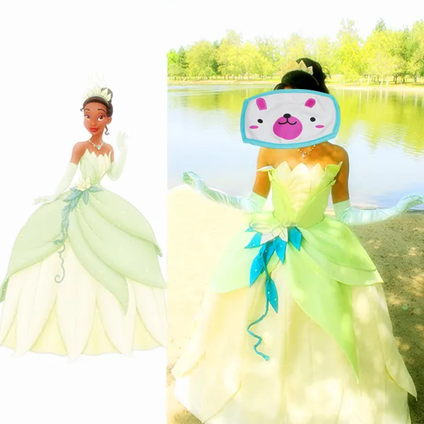 Robe de Princesse Tiana pour Cosplay, Costume de Carnaval