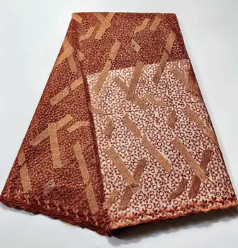 

New Design orange Nigerian Lace Fabric High Quality 100% Cotton Dry Lace Fabric for Wedding Swiss Voile Lace fabric FYIN-1121