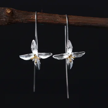 

national wind blade cross earring female temperament made simple but elegant flower earrings eardrop batch of silver