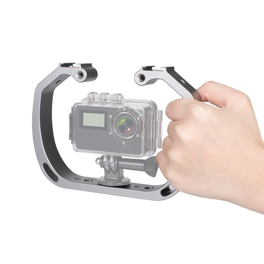 Для GoPro из алюминиевого сплава Спортивная камера с двойной головкой Горячий башмак заполняющий свет кронштейн ручка Дайвинг Ручной Стабилизатор
