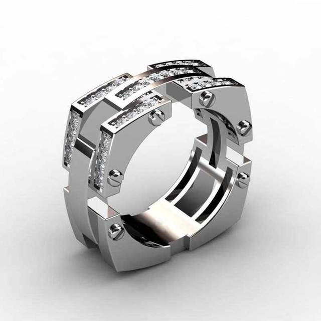 Punk Hiphop Series Mens Ring Band Cothic Geometry Men Ring Stone Trendy Gifts Gadget Ring For Gentleman