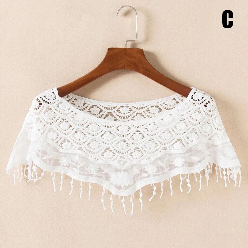 Женская винтажная вязаная накидка кружевная Короткая шаль пончо IK88|Женские