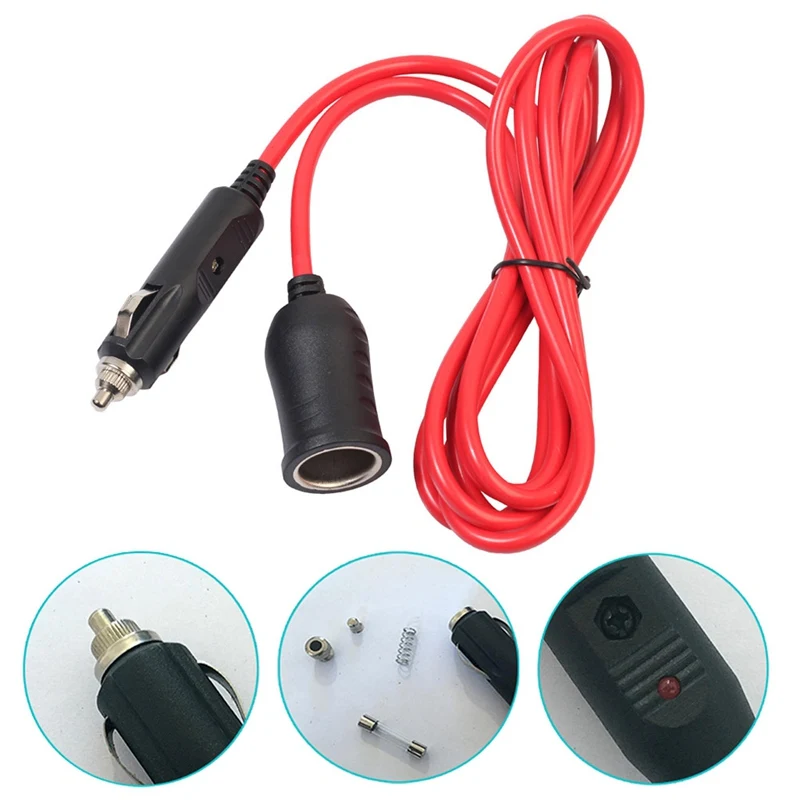 Высокое качество Heavy Duty 12 V 24 V пробки прикуривателя Удлинительный кабель для подключения к сети с 10A предохранитель 2,5 м предохранитель