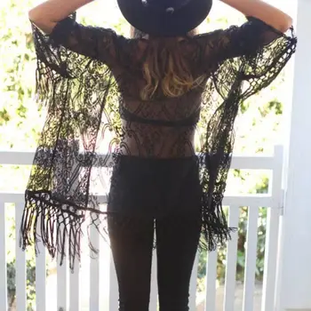 

Autumn Fashion Women Lace Blouse Boho Kimono Cardigan Beach Cover Up Long Female Blouse Tops Blouse Beach Blusas Femininas
