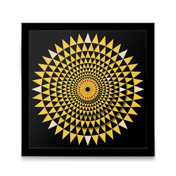 

Mandala Floral Wood Time Frame Square Table Clock Mosaic Art Flower Modern Design Abstract Yellow Graphic Desktop Wall Watch