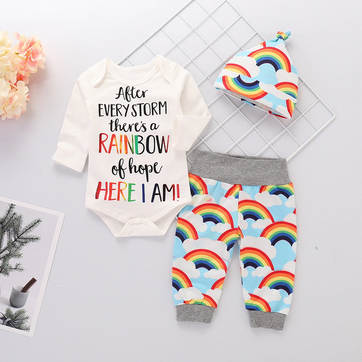 rainbow baby sleepsuit