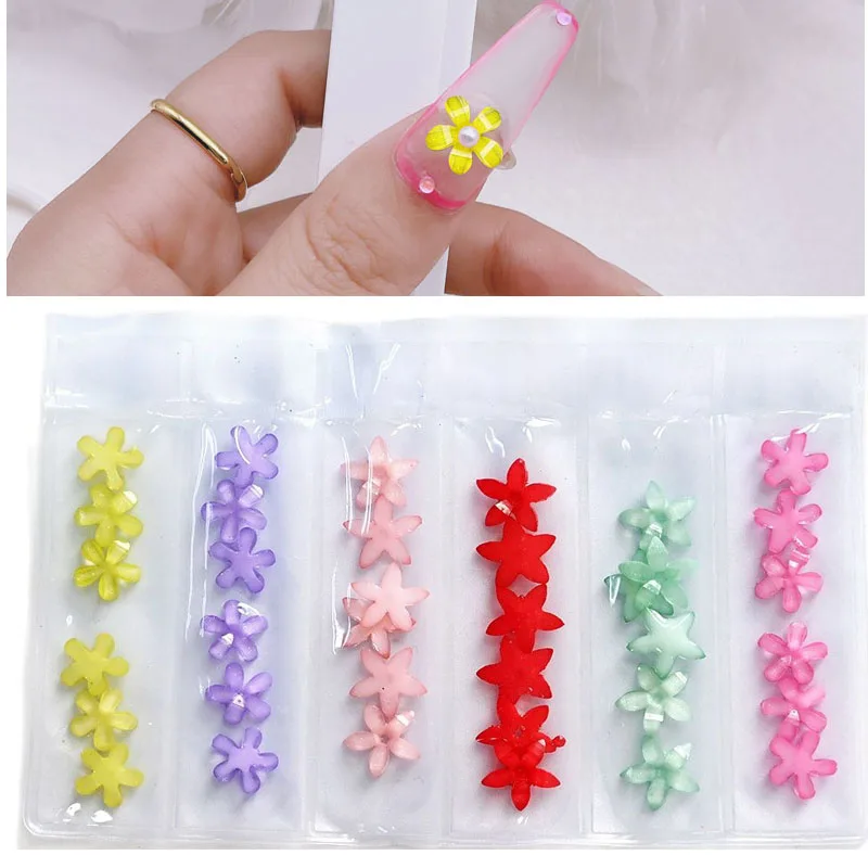 

36 pcs 3D Flowers - Resin 3D Nail Flower - 6 Shapes/Colors 36pcs Cute Resin Flower DIY Nail Art Supply Set 5pcs 3D Flowers,I9(1)