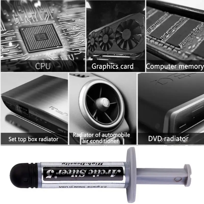 3,5 г Arctic Silver 5 термопаста высокой плотности тюбик со смазкой Arctic Silver 5 для охлаждения cpu GPU температура рассеивания тепла