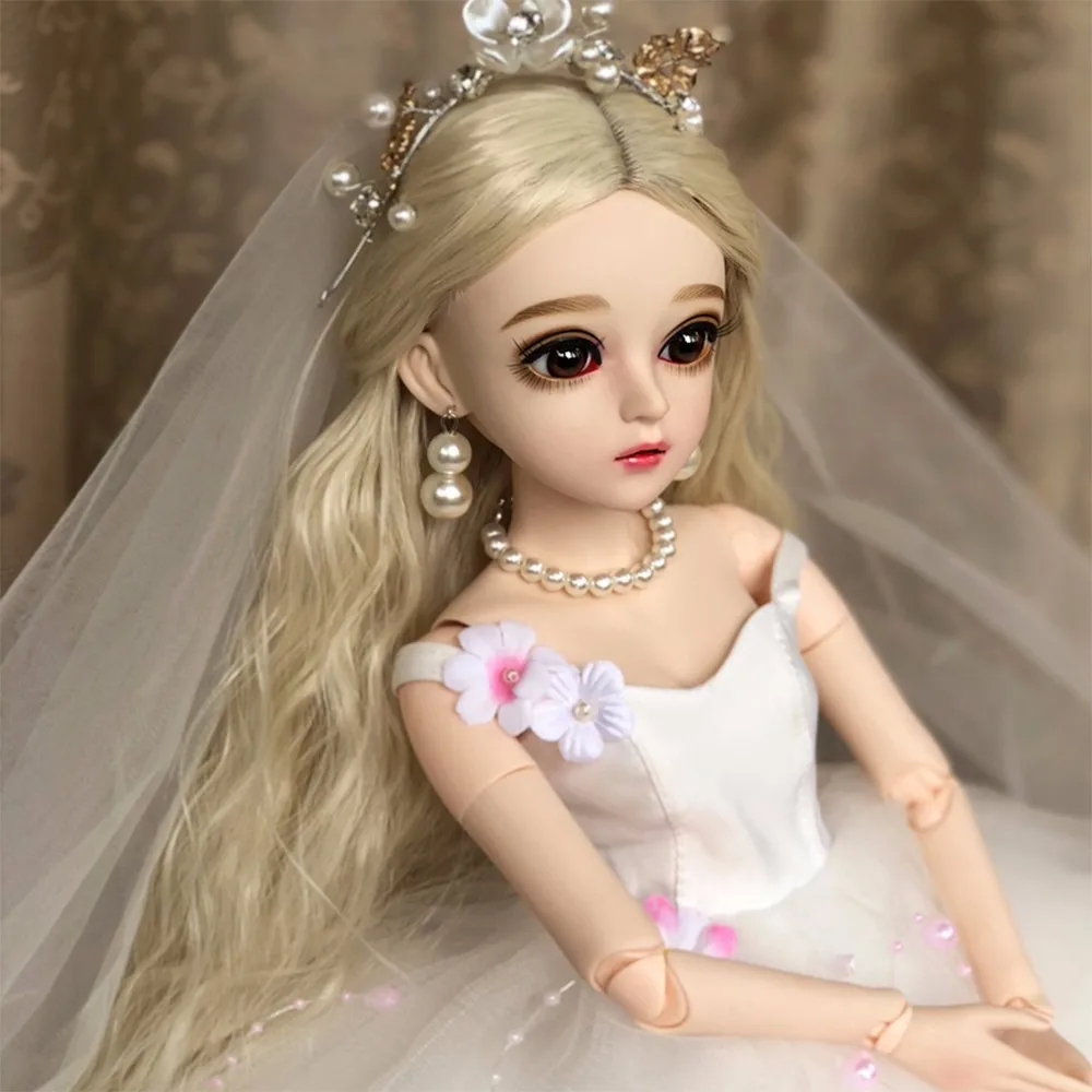 BJD 60 см Reborn кукла игрушки 1/3 светлые волосы с белым свадебное платье ручной работы