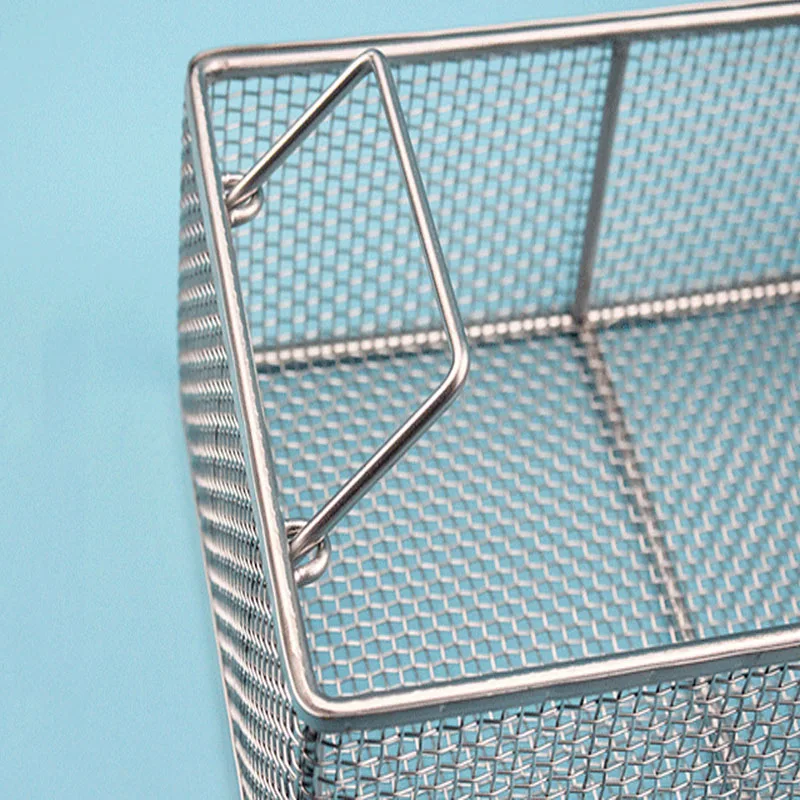 40x30x3CM 3mm hole SS304 stainless steel metal parts cleaning net dryer basket kitchen strainer box extra large ear with handle