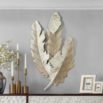 

American Wrought Iron Leaf Wall Ornaments Crafts Decoration Restaurant Wall Mural Ornaments Livingroom Home Wall Sticker Crafts