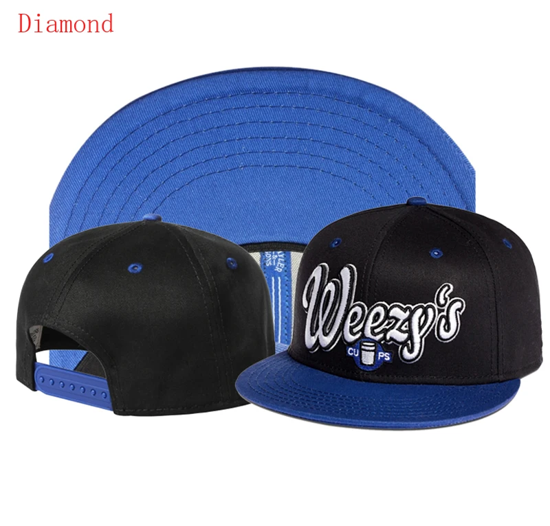 

Diamond Weezy's cups black pattern baseball Cap hip-hop cap Adjustable Snapback Hats for men bonnet women casquette homme