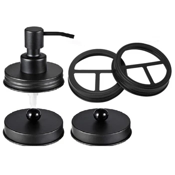 

5 Pcs Rust-Proof Mason Jar Lid Kit Toothbrush Holder Lids with Mason Jar Soap and Lotion Dispenser Lids and Storage Lids