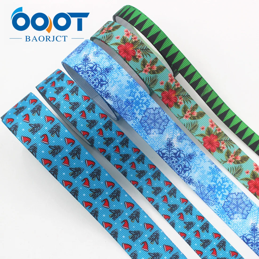 OOOT BAORJCT I-191121-2557, 10/16/25 мм 10 ярдов Рождественское дерево снежинки grosgrain ленты, DIY для отдыха и отделочные материалы