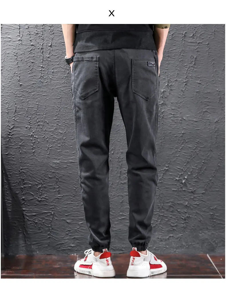 Conical men's jeans classic beam foot brand harem pants stretch straight blue black gray wide pants streetwear youth jeans