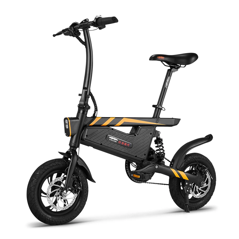 

12 Inch Folding Power Assist Electric Bicycle E-Bike 250W Motor and Dual Disc Brakes