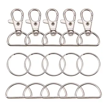 

1 Set Iron Key Clasp Sets with Swivel Lobster Claw Clasps Key Rings 30pcs/kind