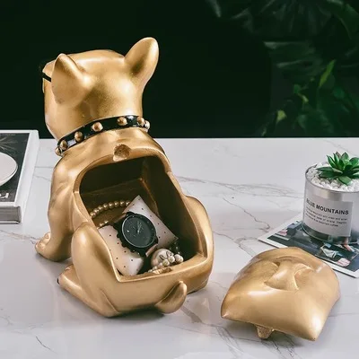 Gold Key Holder Горячее предложение! Распродажа! Крутые очки бульдог украшение стола коробка для салфеток держатель ТВ пульт дистанционного управления ключ контейнер для сладостей аксессуары для дома - Цвет: Gold Key Holder