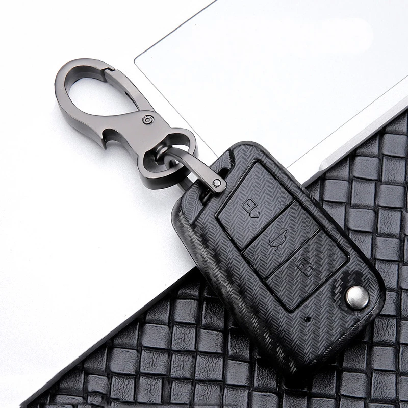 Car Glossy Carbon Fiber Key Case For Vw Golf 7 Bora Polo Golf Passat