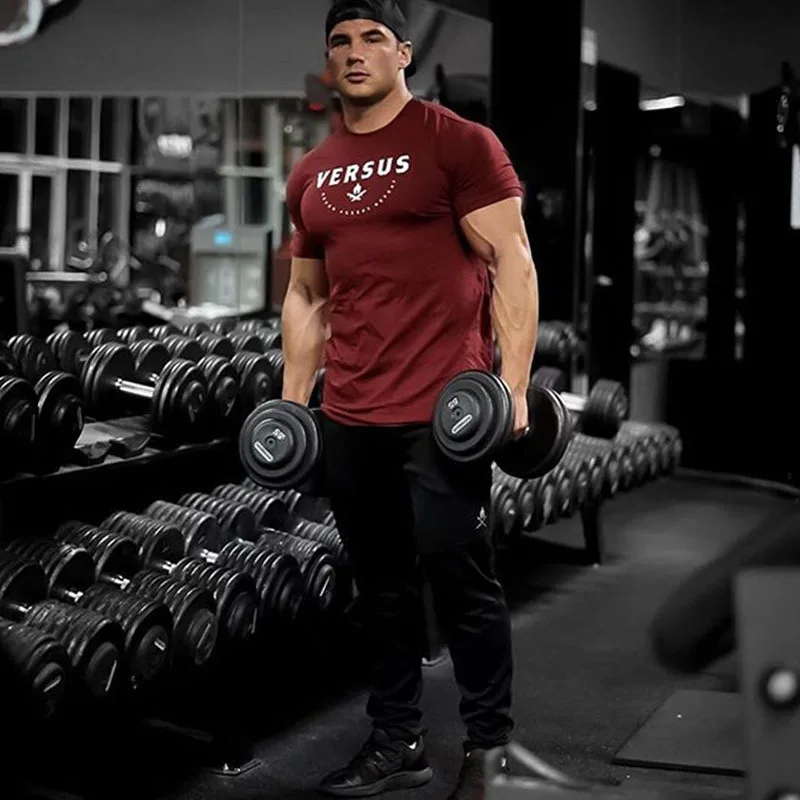 Мужская футболка с коротким рукавом и надписью Muscle fitness Brothers, стиль, повседневная спортивная Базовая футболка, летняя новая стильная мужская футболка для бега