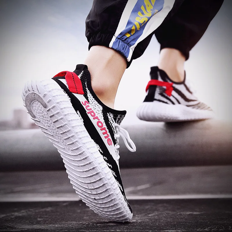 

2019 Spring Summer Hot Selling Coconut Shoes Men's Fly Woven Low-top Shoes Ultra-Punched Sheet Surface Sporty Casual Running Tre