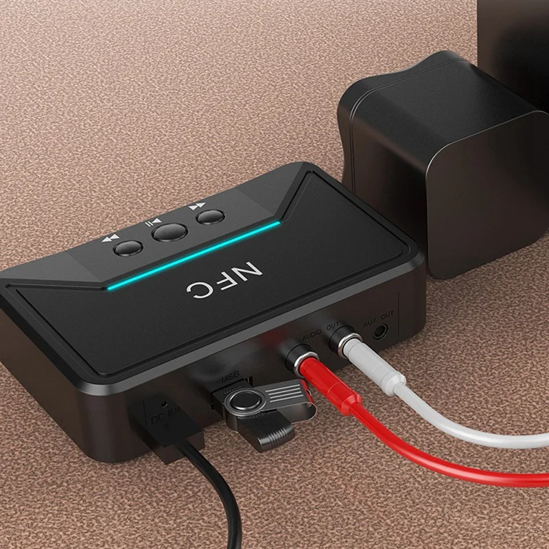 Bluetooth приемник NFC/USB диск музыка чтение стерео беспроводной адаптер 3,5 мм AUX/RCA Автомобильный Динамик Bluetooth аудио приемник