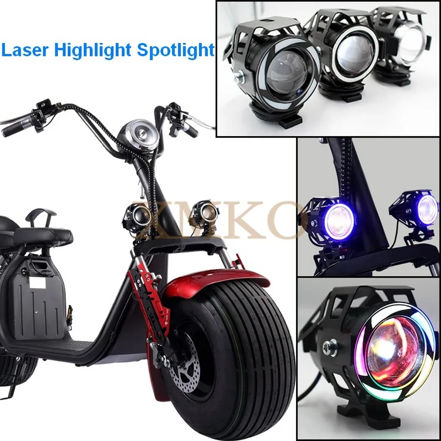 Citycoco Elektrische Scooter Led Spotlight Laser Hoogtepunt Knipperende Angel Eyes En Demon Ogen