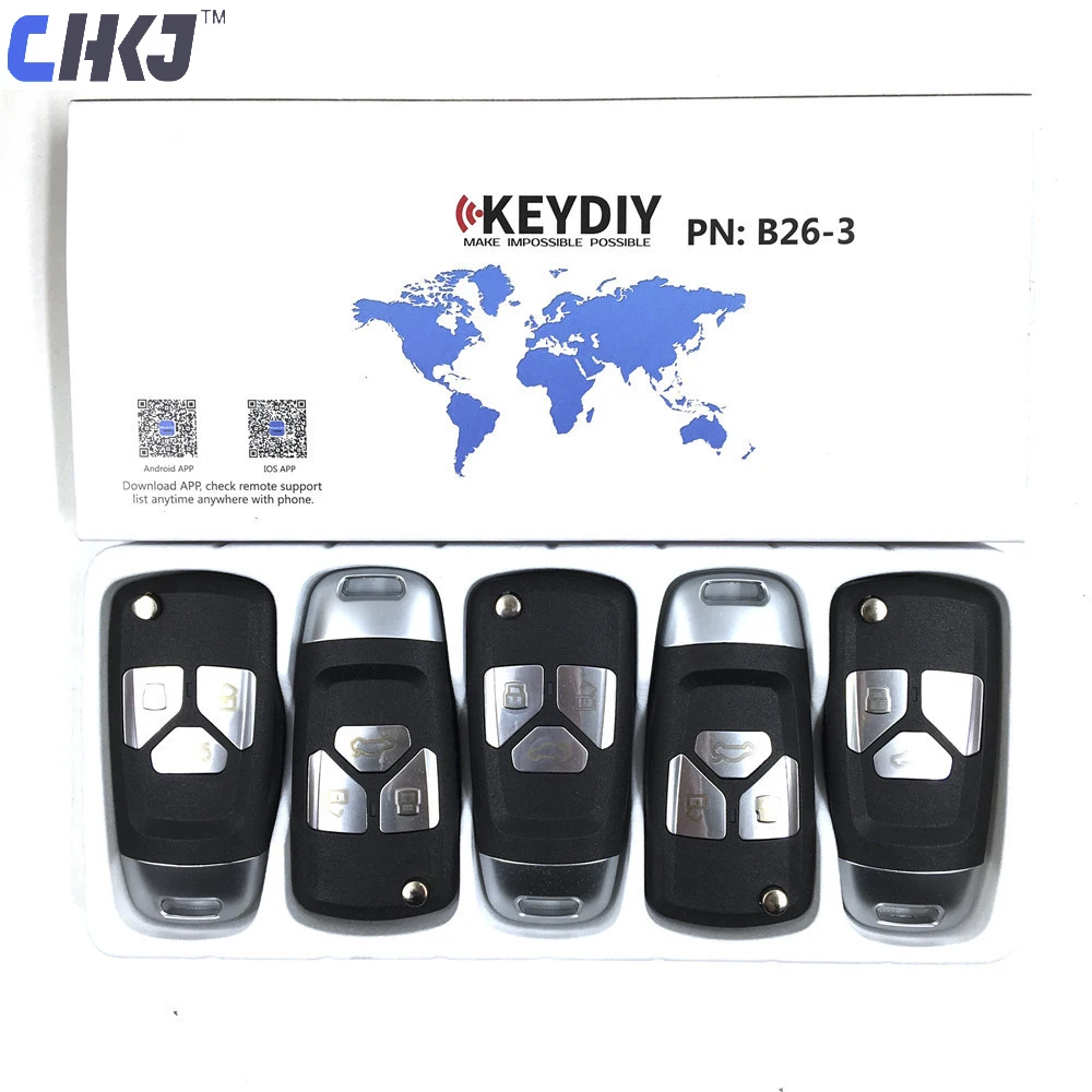 CHKJ 5 шт./лот B26 3 кнопки для KD200 KD900 KD900+ URG200 KD-X2 мини универсальный дистанционный ключ программист для Audi СТИЛЬ