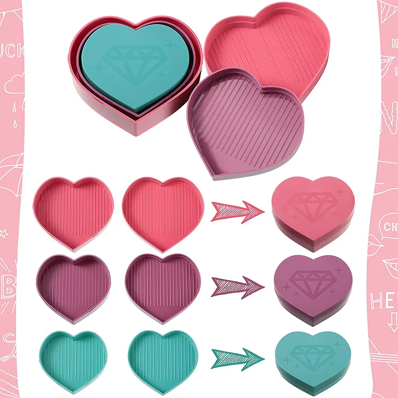 5D Diamond Painting Tool Heart-Shaped Drill Diamond Tray Box Embroidery Accessories Large Capacity Tray Drill Plate diamond painting diamond painting accessories diamond painting accessory box