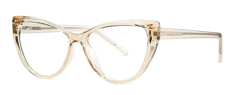 Женские стильные дизайнерские очки кошачий глаз TR90 с пружинным шарниром, прозрачные оптические очки для близорукости, оправа-1,25 - Цвет оправы: Champagne