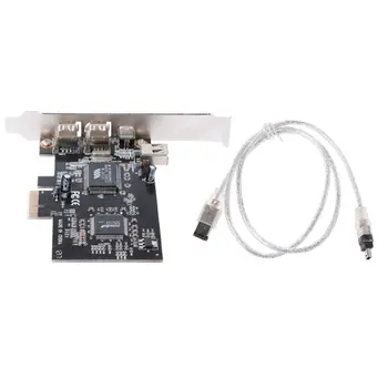 

3 Port PCI Express PCI-E FireWire 1394a IEEE1394 External Controller Card For Windows XP/Vista/7 32/64 bit With Firewire Cable