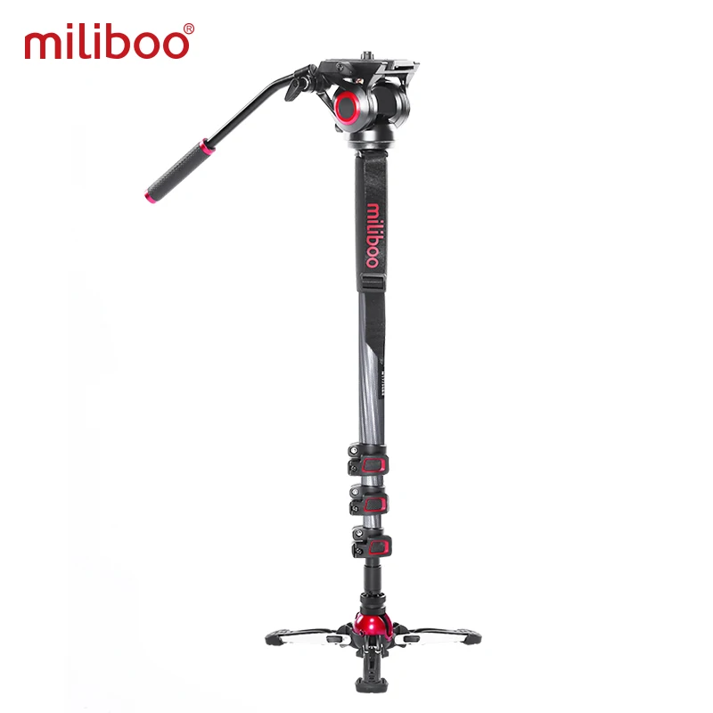 Miliboo MTT70 вторая камера Видео монопод с жидкостной головкой для DSLR, видеокамера 10 кг нагрузки - Цвет: Carbon fiber