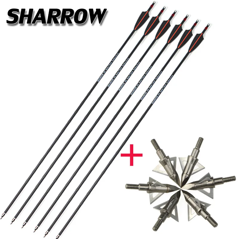 

Archery 6pcs spine 400 Carbon Arrow And Broadhead Arrowhead Set Outdoor Hunting Shooting Bow And Arrow Accessories Set