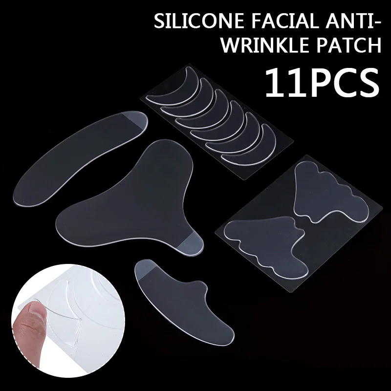 

11pcs Skin Pads Anti Wrinkle Patches Chest Face Forehead Neck Eye Sticker Silicone Reusable Patch Agless Facial Patch