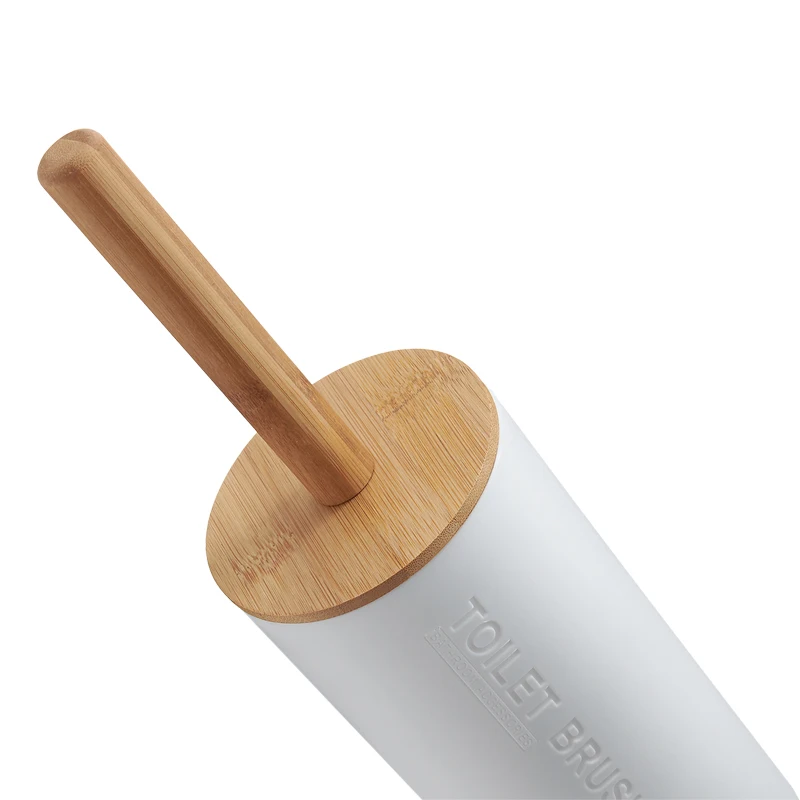 Bamboo Floor-standing Toilet Brush Set with Base Bathroom Toilet Cleaning Brush Holder WC Accessories