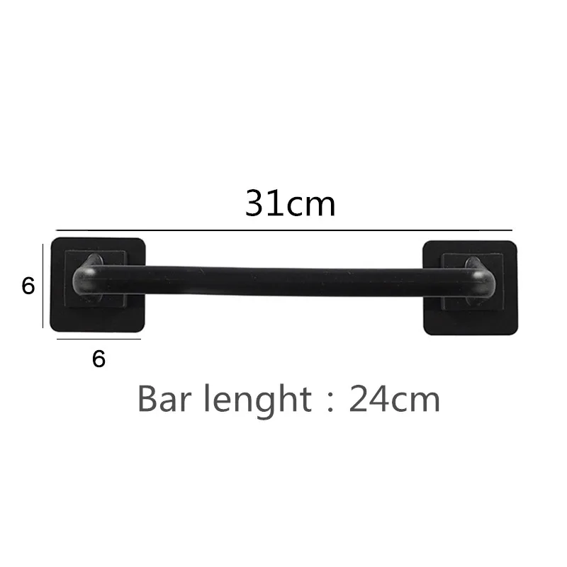 Black A 24cm Черные пластиковые настенные ПОЛОТЕНЦЕДЕРЖАТЕЛЬ для ванной Self-клеящийся для полотенец стеллаж для выставки товаров Полотенца кольцо Ванная комната поставки - Цвет: Black A 24cm