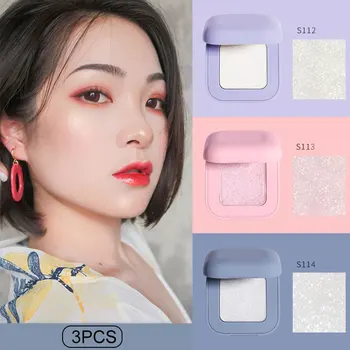 

NEW Luminous 3pcs Solid Color Eyeshadow High Burnishing Powder Makeup Set Lasting Silky Powder
