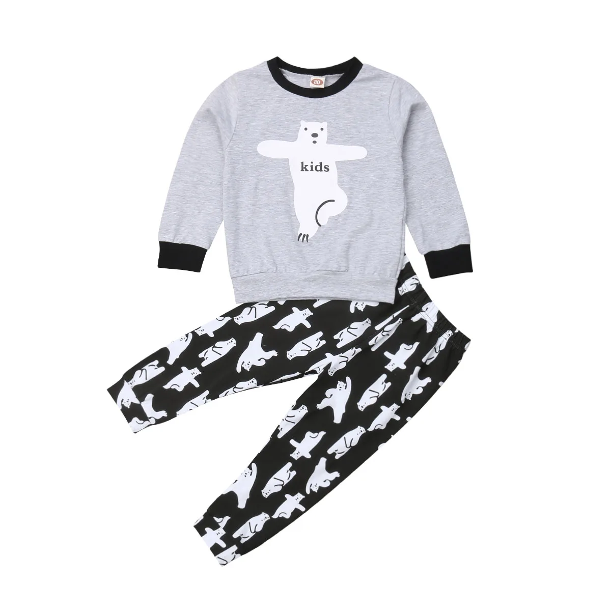 CYSINCOS New Casual Family Matching Pyjamas Set Cartoon Bear Kids Sleepwear Nightwear Christmas Family Matching Clothes