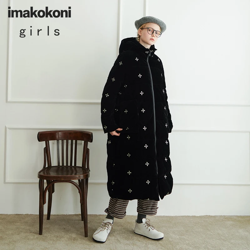 

imakokoni black down jacket original women's design thick warm jacket mid-length female autumn and winter
