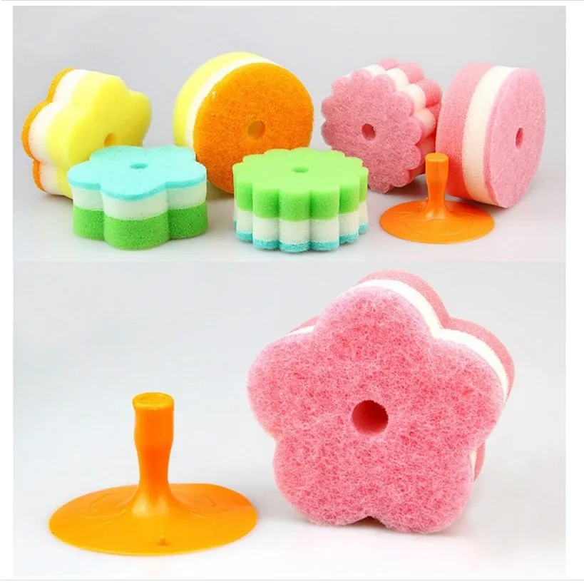 2pcs Random Color Cleaning Sponge Doublesided Dish Sponge Pot Sponge