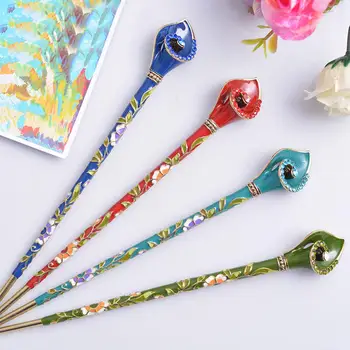 

Women Handmade Vintage Alloy Enamel Chopsticks Barrette Hair Stick Hairpin Hair Accessory Hair Styling Tool