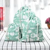 Cotton Linen Drawstring Bag Fabric Pouch Cute Cartoon Print Kids Travel Cloth Shoes Storage Bag Makeup Case Christmas Gift Bag 4