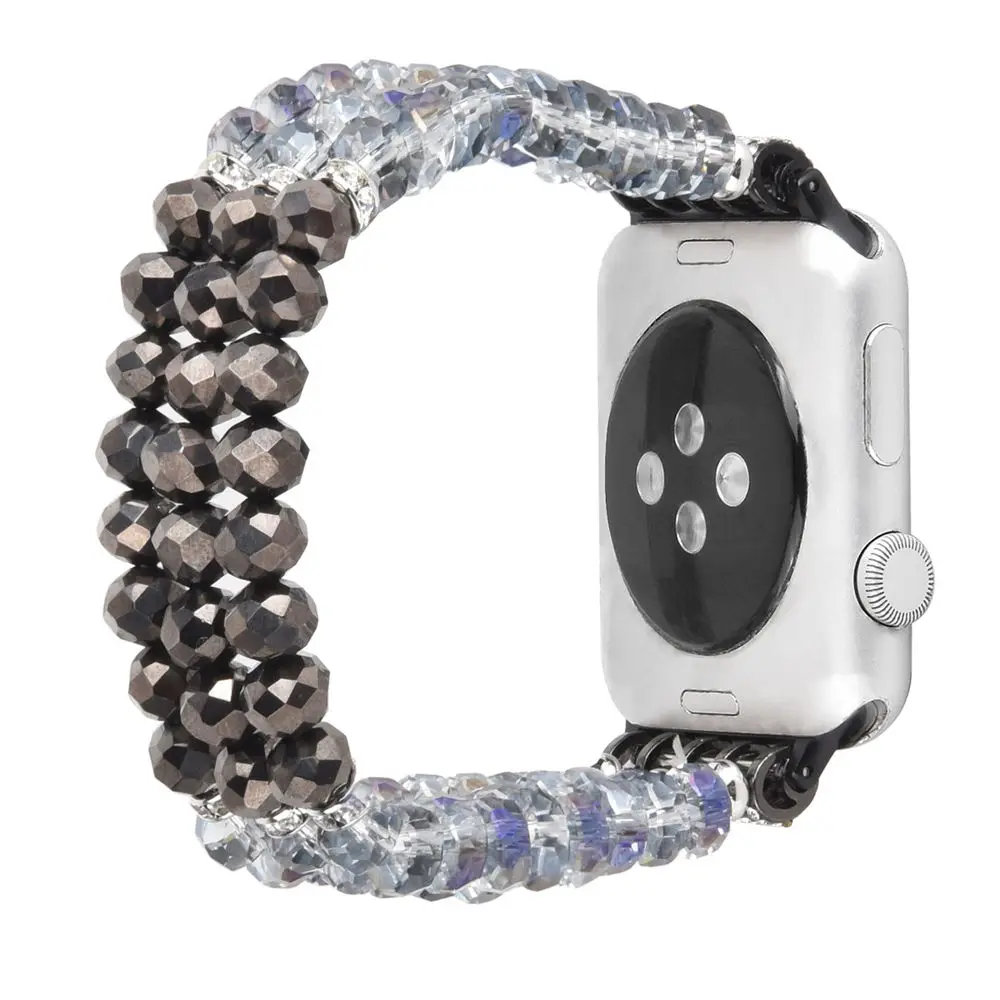 С блестящими стразами и жемчугом ремешок для наручных часов Apple Watch Series 5 4 3 2 1 кожаный ювелирный Хрустальный Браслет для наручных часов iWatch 38/40 мм/42 44 мм ремешок для часов