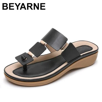 

BEYARNE 2020 New Women Unique Platform Shoes Women Comfortable Wedges Slippers Summer Casual Beach Flip Flop