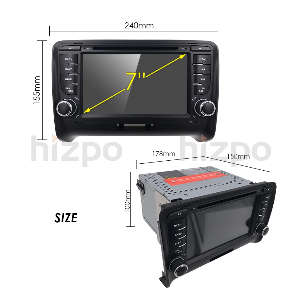 Flash Deal Android 9.0 HD 1024*600 Car DVD Player Radio For Audi TT MK2 2006 - 2014 4G WIFI GPS Navigation Head Unit 2 din 2GRAM DVR SWC BT 3