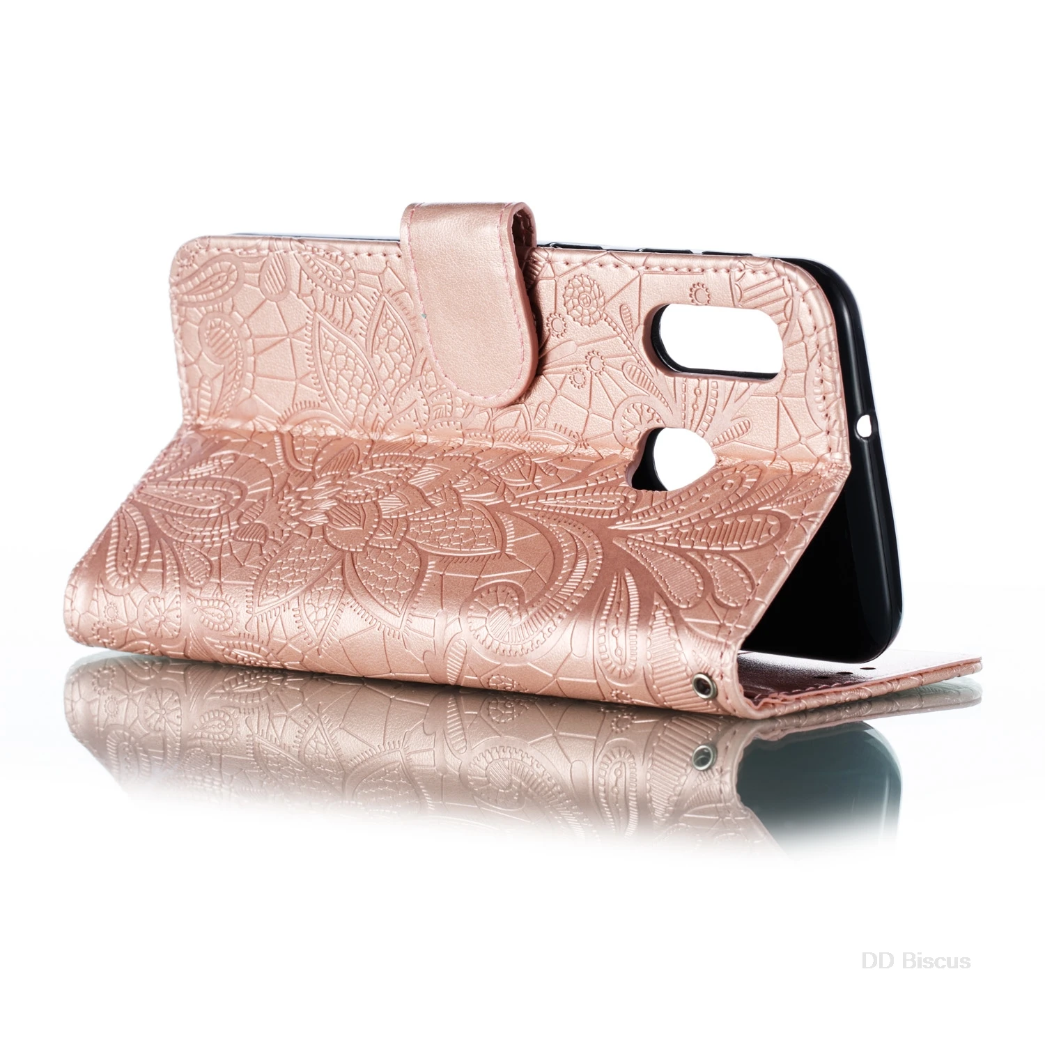 Floral Design Wallet Phone Case with Card Holder Slots and Stand Functionality