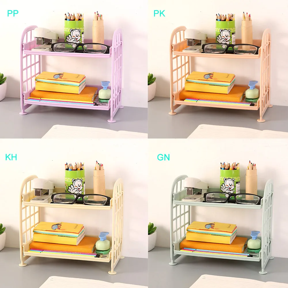 

HSU Double Table Top Shelf Cosmetic Storage Rack Kitchen Storage Rack Foldable Stack Storage Sundries Storage Box